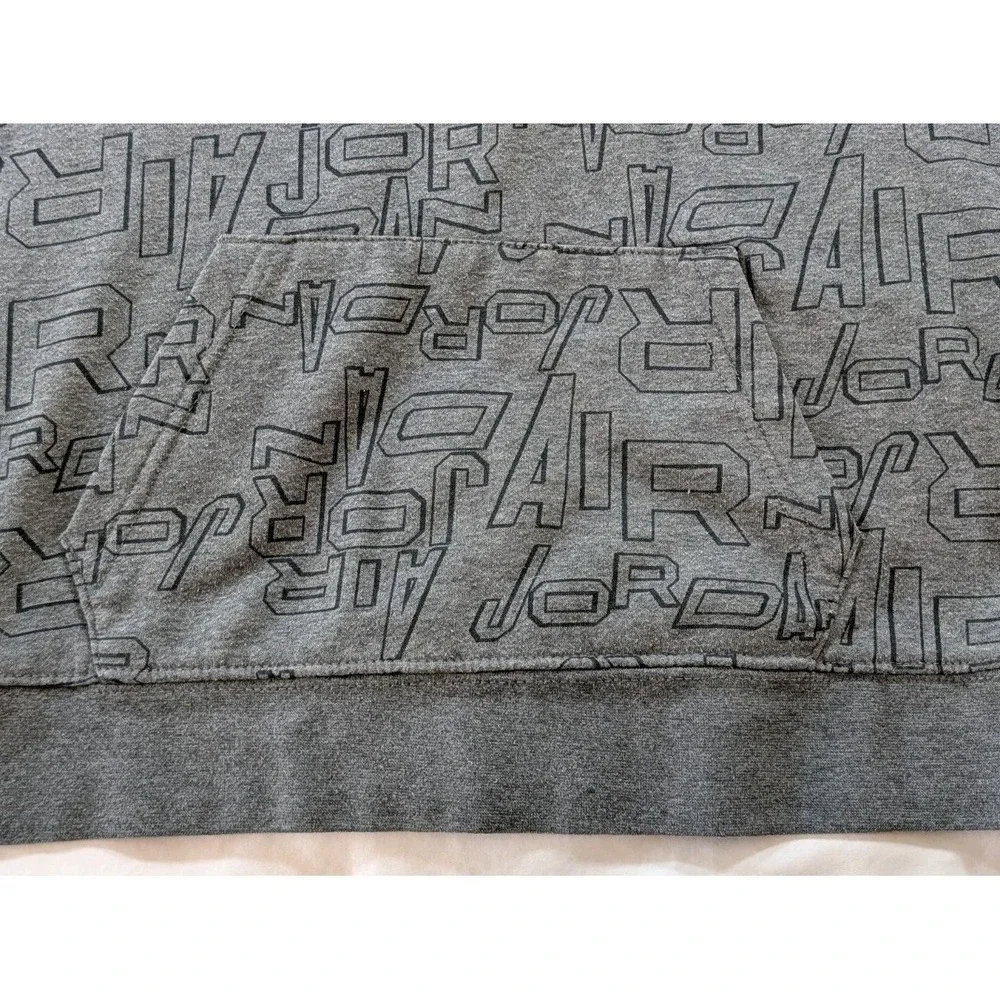 Jordan Boys Large Hoodie Grey All Over Print Gold Jumpman Logo Youth‎ 12-13